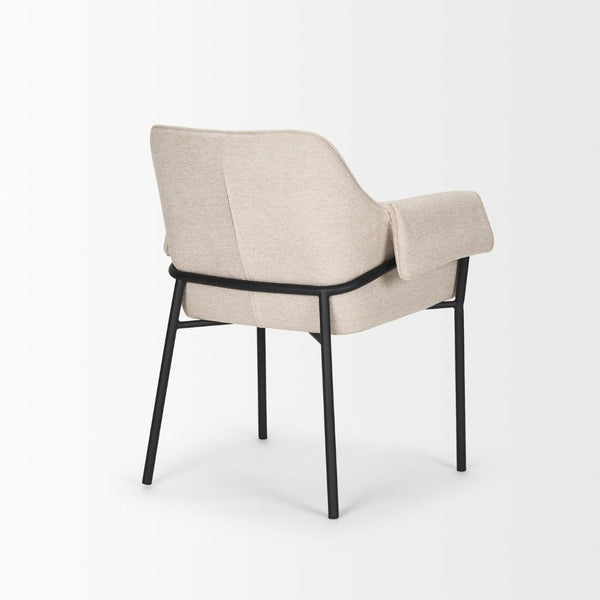 Mercana Brently Dining Chair - Modern Comfort with Stylish Design for a Sophisticated Dining Space Oatmeal Fabric | Black Metal 70248