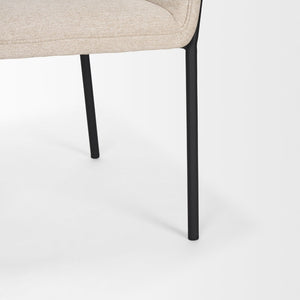 Mercana Brently Dining Chair - Modern Comfort with Stylish Design for a Sophisticated Dining Space Oatmeal Fabric | Black Metal 70248