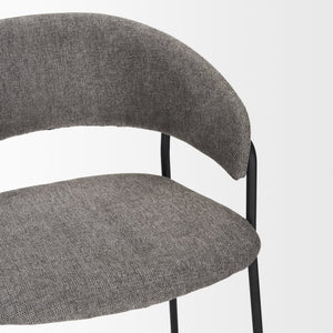 Mercana Carolyn Bar Stool – Chic Comfort with Padded Seat and Matte Black Metal Frame for Modern Spaces Gray Fabric | Counter 70463