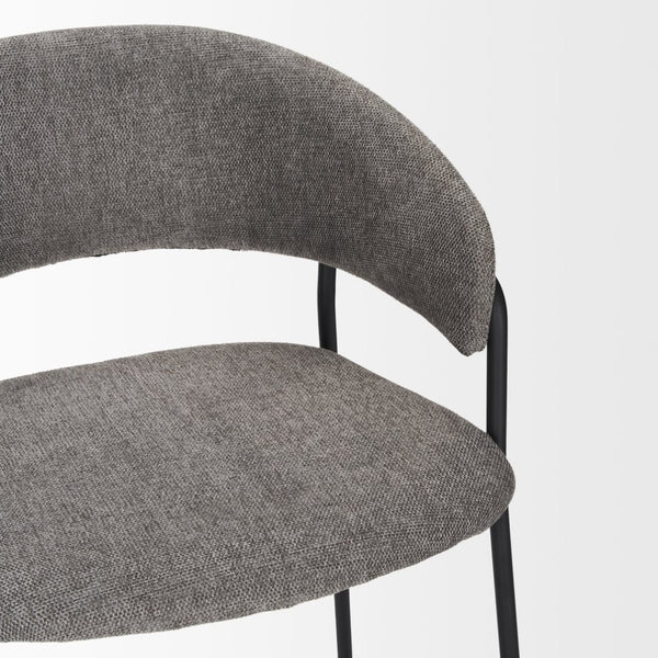 Mercana Carolyn Bar Stool – Chic Comfort with Padded Seat and Matte Black Metal Frame for Modern Spaces Gray Fabric | Counter 70463