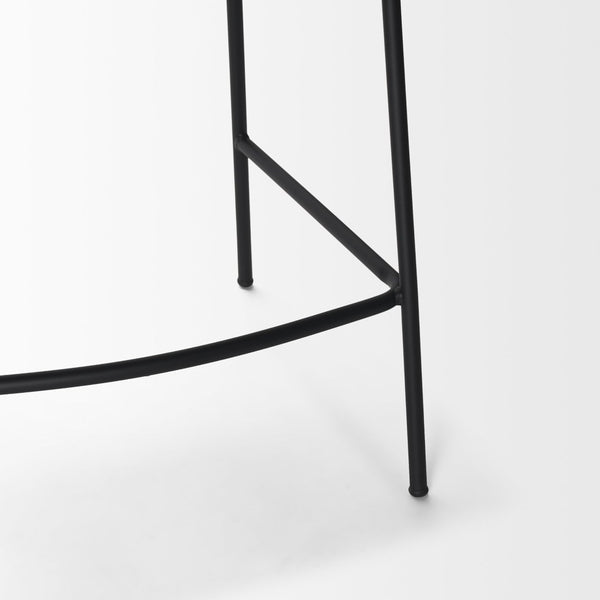 Mercana Carolyn Bar Stool – Chic Comfort with Padded Seat and Matte Black Metal Frame for Modern Spaces Gray Fabric | Counter 70463