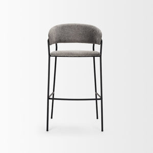 Mercana Carolyn Bar Stool – Chic Comfort with Padded Seat and Matte Black Metal Frame for Modern Spaces Gray Fabric | Bar Stool 70464
