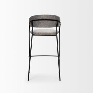 Mercana Carolyn Bar Stool – Chic Comfort with Padded Seat and Matte Black Metal Frame for Modern Spaces Gray Fabric | Bar Stool 70464
