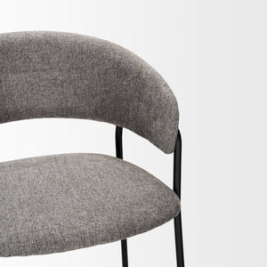 Mercana Carolyn Bar Stool – Chic Comfort with Padded Seat and Matte Black Metal Frame for Modern Spaces Gray Fabric | Bar Stool 70464