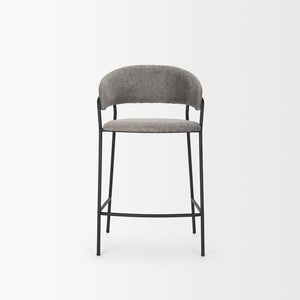 Mercana Carolyn Bar Stool – Chic Comfort with Padded Seat and Matte Black Metal Frame for Modern Spaces Gray Fabric | Counter 70463