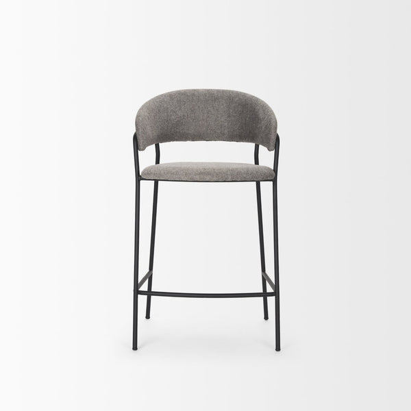 Mercana Carolyn Bar Stool – Chic Comfort with Padded Seat and Matte Black Metal Frame for Modern Spaces Gray Fabric | Counter 70463