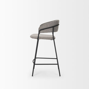 Mercana Carolyn Bar Stool – Chic Comfort with Padded Seat and Matte Black Metal Frame for Modern Spaces Gray Fabric | Counter 70463