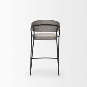 Mercana Carolyn Bar Stool – Chic Comfort with Padded Seat and Matte Black Metal Frame for Modern Spaces Gray Fabric | Counter 70463