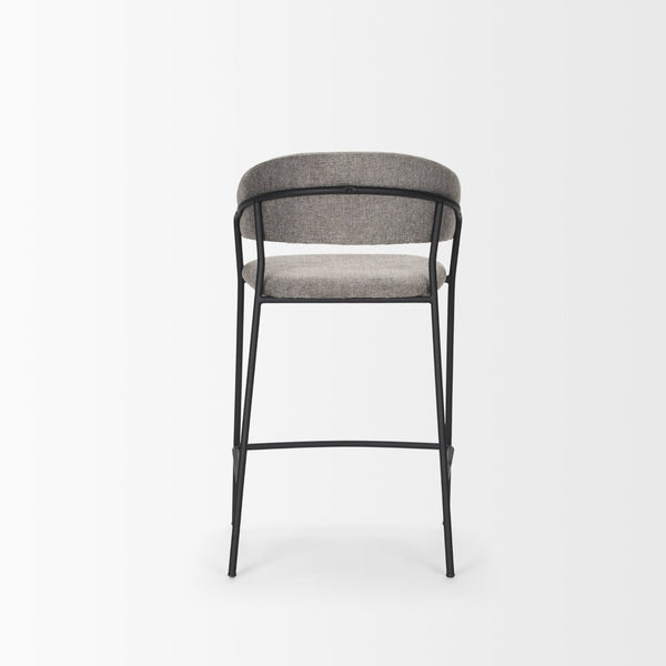 Mercana Carolyn Bar Stool – Chic Comfort with Padded Seat and Matte Black Metal Frame for Modern Spaces Gray Fabric | Counter 70463