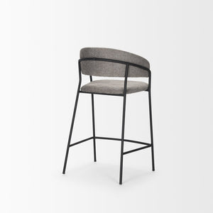 Mercana Carolyn Bar Stool – Chic Comfort with Padded Seat and Matte Black Metal Frame for Modern Spaces Gray Fabric | Counter 70463
