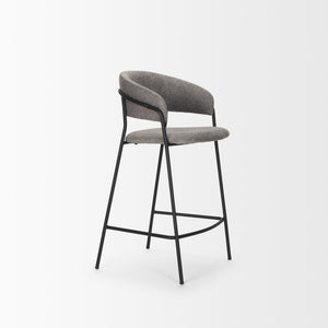 Mercana Carolyn Bar Stool – Chic Comfort with Padded Seat and Matte Black Metal Frame for Modern Spaces Gray Fabric | Counter 70463