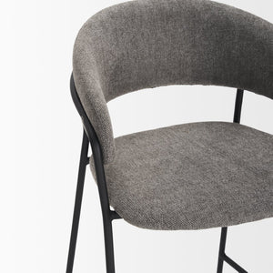 Mercana Carolyn Bar Stool – Chic Comfort with Padded Seat and Matte Black Metal Frame for Modern Spaces Gray Fabric | Counter 70463