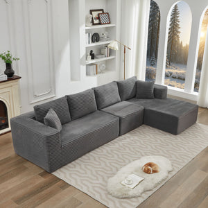 English Elm 106" Cloud Sectional Couch - Modular L-Shape With Right-Facing Chaise, Plush Corduroy, No Assembly! W1143S00022