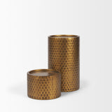 Mercana Gage Antiqued Gold Honeycomb Textured Metal Candle Holder (Set of 2) 70542