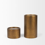 Mercana Gage Antiqued Gold Honeycomb Textured Metal Candle Holder (Set of 2) 70542