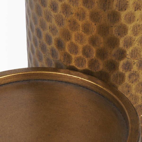 Mercana Gage Honeycomb Textured Metal Candle Holders Set of 2 for Elegant Home Decor and Ambiance 70542