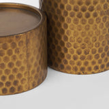 Mercana Gage Antiqued Gold Honeycomb Textured Metal Candle Holder (Set of 2) 70542