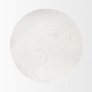 Mercana Allyson Round Dining Table with Unique Marble Top and Solid Wood Pedestal for Elegant Spaces 42" Banswara White Marble Top | Brown Wood Base 70563-AB