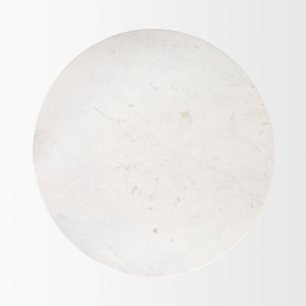 Mercana Allyson Round Dining Table with Elegant White Marble Top & Warm Wood Pedestal for Timeless Style 70565-AB