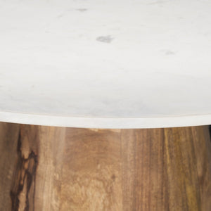 Mercana Allyson Round Dining Table with Elegant White Marble Top & Warm Wood Pedestal for Timeless Style 70565-AB