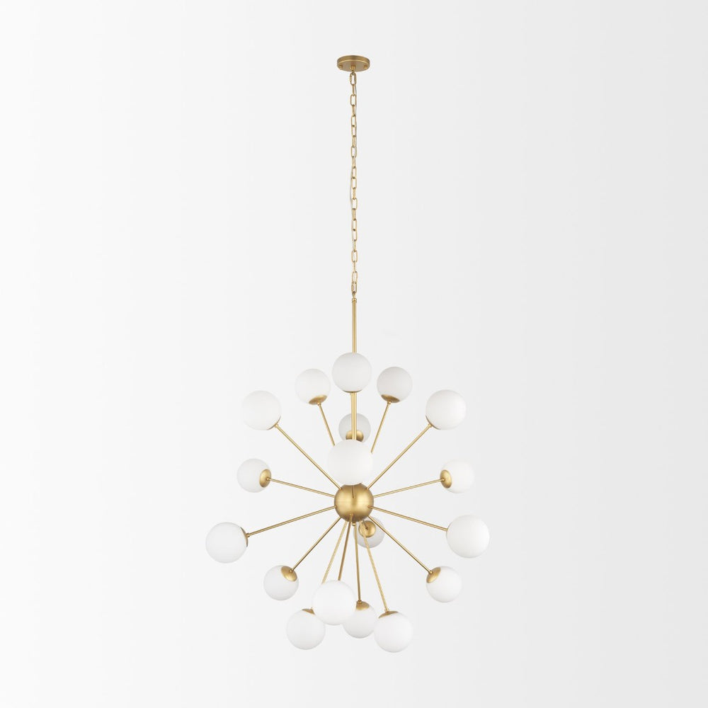 Mercana Barbara Brushed Gold Chandelier with Frosted Glass Globes - Modern Elegance for Any Space Gold Metal | 18 Light 70441