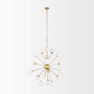 Mercana Barbara Brushed Gold Chandelier with Frosted Glass Globes - Modern Elegance for Any Space Gold Metal | 18 Light 70441