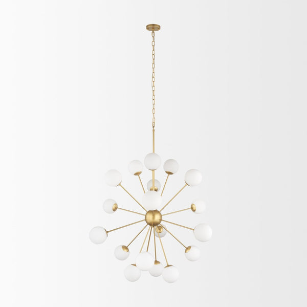 Mercana Barbara Brushed Gold Chandelier with Frosted Glass Globes - Modern Elegance for Any Space Gold Metal | 18 Light 70441