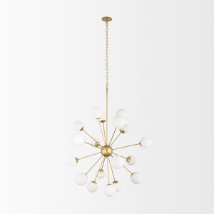 Mercana Barbara Brushed Gold Chandelier with Frosted Glass Globes - Modern Elegance for Any Space Gold Metal | 18 Light 70441