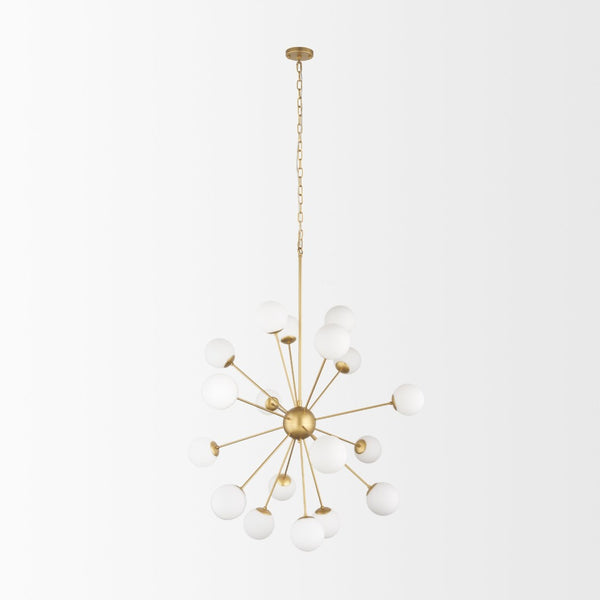 Mercana Barbara Brushed Gold Chandelier with Frosted Glass Globes - Modern Elegance for Any Space Gold Metal | 18 Light 70441