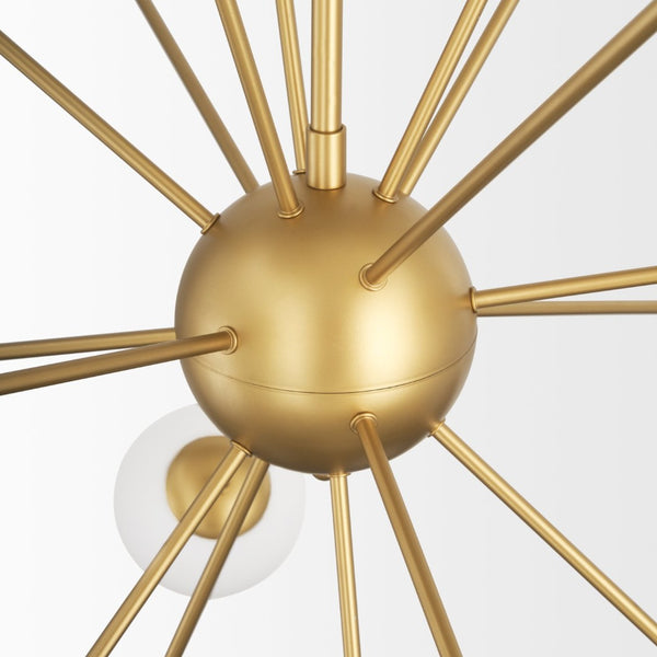 Mercana Barbara Brushed Gold Chandelier with Frosted Glass Globes - Modern Elegance for Any Space Gold Metal | 18 Light 70441