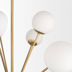 Mercana Barbara Brushed Gold Chandelier with Frosted Glass Globes - Modern Elegance for Any Space Gold Metal | 18 Light 70441