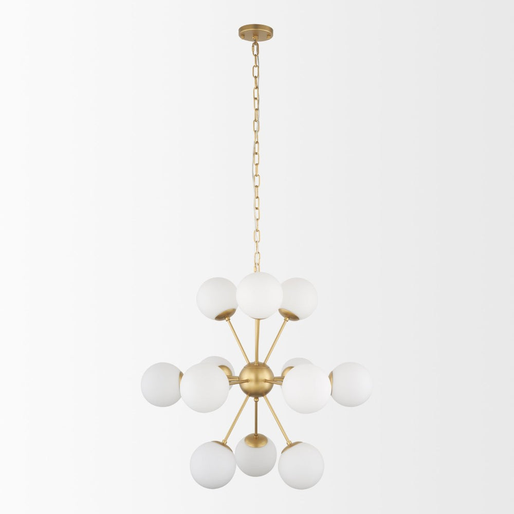 Mercana Barbara Chandelier: Mid-Century Modern Design with Frosted Glass Globes for Stunning Illumination Gold Metal | 11 Light 70442
