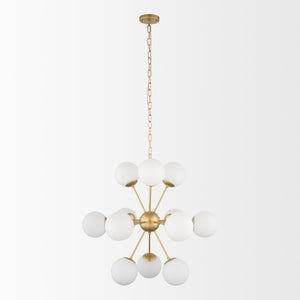 Mercana Barbara Chandelier: Mid-Century Modern Design with Frosted Glass Globes for Stunning Illumination Gold Metal | 11 Light 70442
