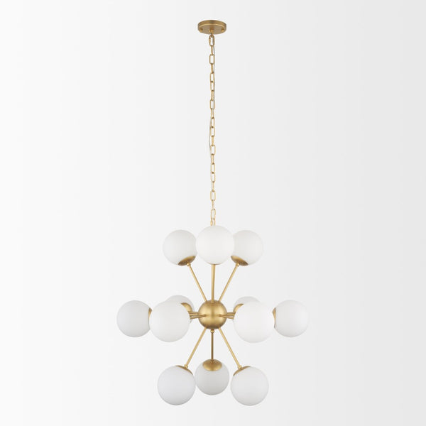 Mercana Barbara Chandelier: Mid-Century Modern Design with Frosted Glass Globes for Stunning Illumination Gold Metal | 11 Light 70442