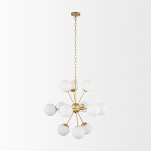 Mercana Barbara Chandelier: Mid-Century Modern Design with Frosted Glass Globes for Stunning Illumination Gold Metal | 11 Light 70442