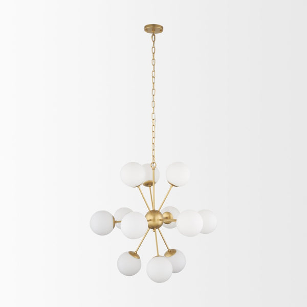 Mercana Barbara Chandelier: Mid-Century Modern Design with Frosted Glass Globes for Stunning Illumination Gold Metal | 11 Light 70442