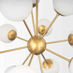 Mercana Barbara Chandelier: Mid-Century Modern Design with Frosted Glass Globes for Stunning Illumination Gold Metal | 11 Light 70442
