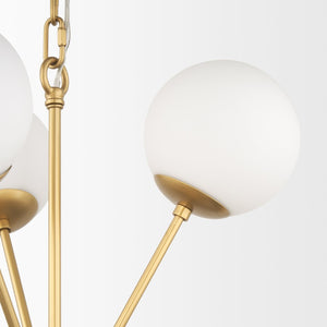 Mercana Barbara Chandelier: Mid-Century Modern Design with Frosted Glass Globes for Stunning Illumination Gold Metal | 11 Light 70442