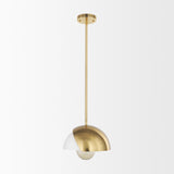 Mercana Cybill Brushed Brass w/ White Metal Shade 1-Light Wall Pendant 70467