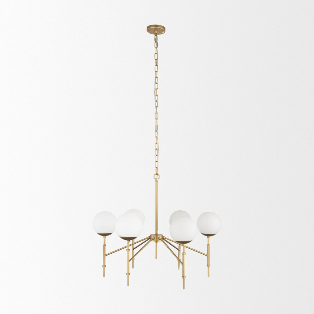 Mercana Edie Modern Minimalist Chandelier with Frosted Glass Globes – Elegant Lighting for Any Space Gold Metal | 6 Light 70452