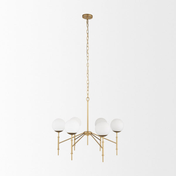 Mercana Edie Modern Minimalist Chandelier with Frosted Glass Globes – Elegant Lighting for Any Space Gold Metal | 6 Light 70452