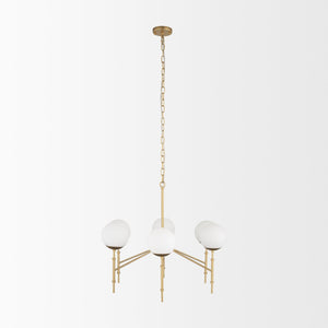 Mercana Edie Modern Minimalist Chandelier with Frosted Glass Globes – Elegant Lighting for Any Space Gold Metal | 6 Light 70452