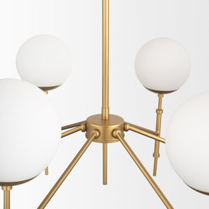 Mercana Edie Modern Minimalist Chandelier with Frosted Glass Globes – Elegant Lighting for Any Space Gold Metal | 6 Light 70452