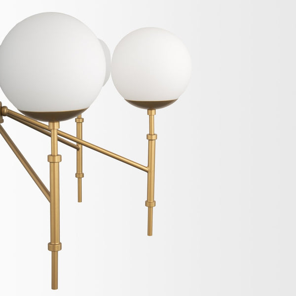 Mercana Edie Modern Minimalist Chandelier with Frosted Glass Globes – Elegant Lighting for Any Space Gold Metal | 6 Light 70452