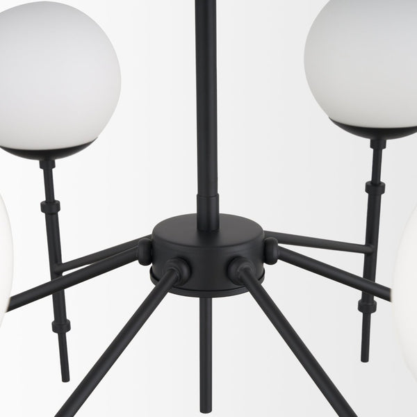 Mercana Edie Modern Minimalist Chandelier with Frosted Glass Globes – Elegant Lighting for Any Space Matte Black | 6 Light 70453