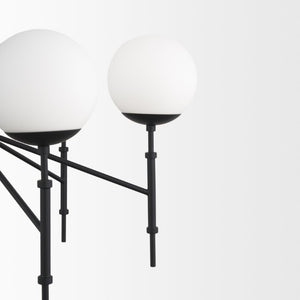 Mercana Edie Modern Minimalist Chandelier with Frosted Glass Globes – Elegant Lighting for Any Space Matte Black | 6 Light 70453