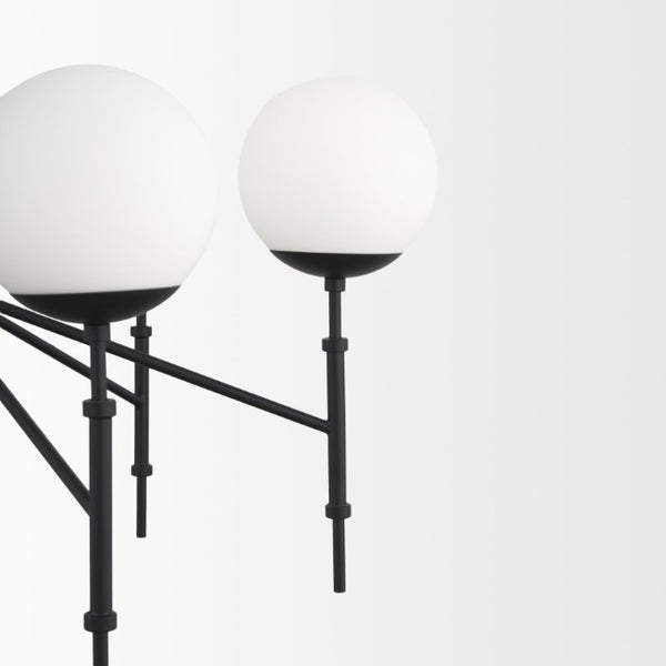 Mercana Edie Modern Minimalist Chandelier with Frosted Glass Globes – Elegant Lighting for Any Space Matte Black | 6 Light 70453