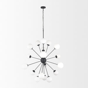 Mercana Barbara Chandelier: Mid-Century Modern Design with Frosted Glass Globes for Stunning Illumination Matte Black | 18 Light 70458