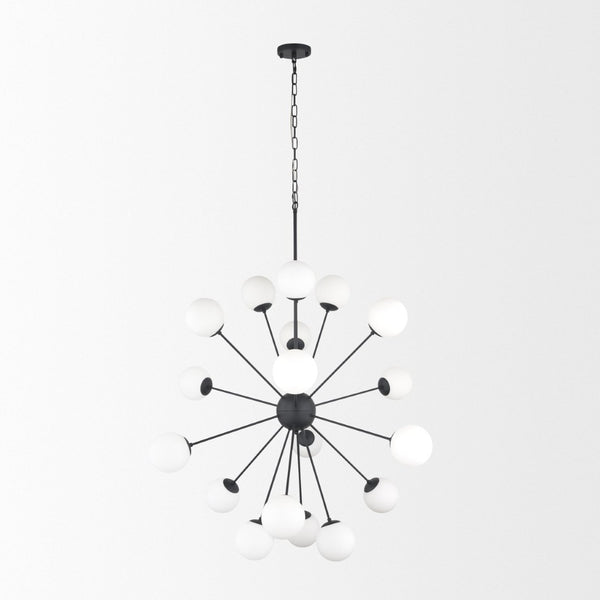 Mercana Barbara Chandelier: Mid-Century Modern Design with Frosted Glass Globes for Stunning Illumination Matte Black | 18 Light 70458