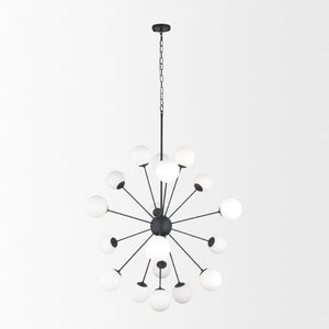 Mercana Barbara Chandelier: Mid-Century Modern Design with Frosted Glass Globes for Stunning Illumination Matte Black | 18 Light 70458